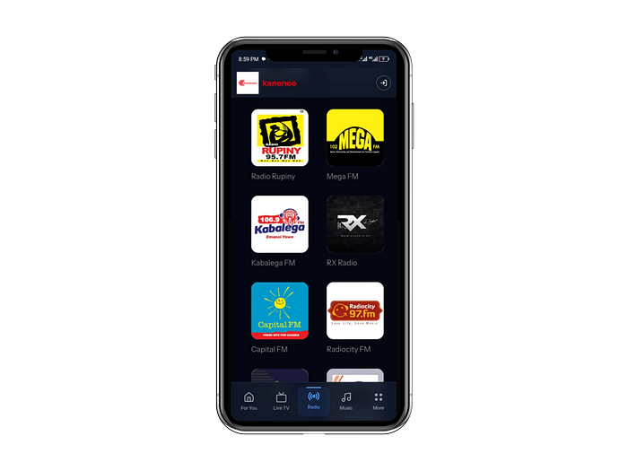 An iphone mockup of kanenoo web app